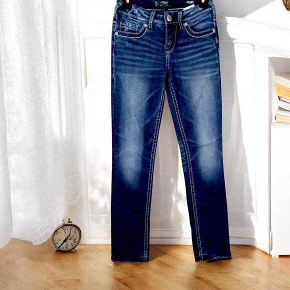 Silver Jeans Denim - Silver Jeans Suki Mid Straight Denim Blue Jeans W25/L30‎